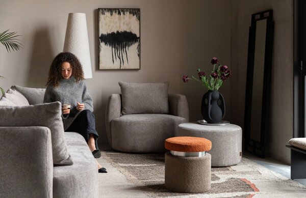 Béžové čalouněné lounge křeslo DUTCHBONE ROCCA