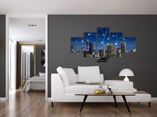 Obraz - Velkoměsto v noci (125x70 cm)
