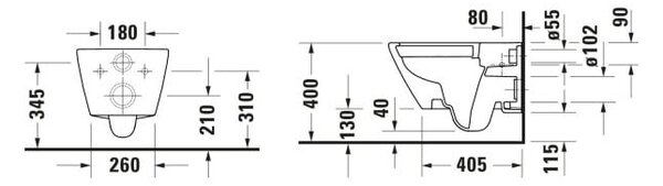 Duravit D-Code záchodová mísa závěsná bez splachovacího kruhu bílá lesk 29030900212