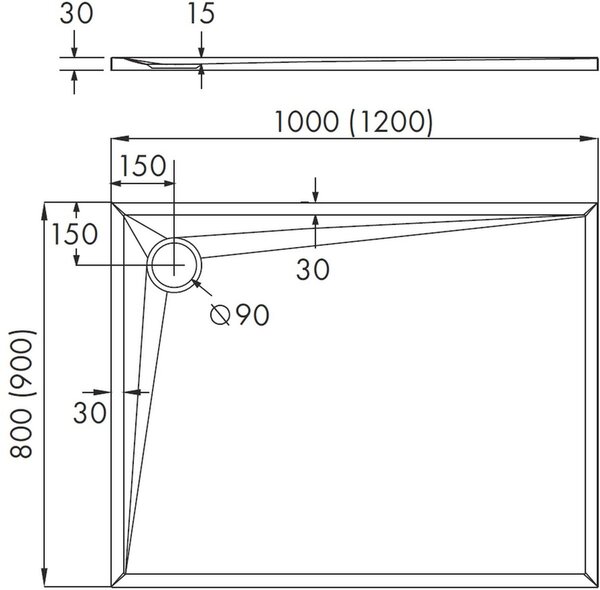 Schedpol Etrusco obdélníková sprchová vanička 100x90 cm bílá 3.469