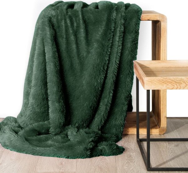 Měkká huňatá zelená deka TIFFANY 170x210 cm