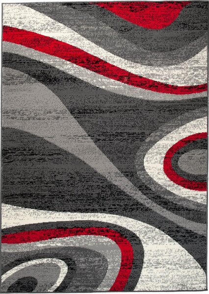 Chemex Moderní koberec Tap - vlnky 5 - šedý/červený Rozměr koberce: 70x150 cm