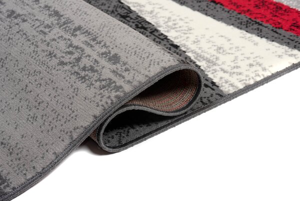 Chemex Moderní koberec Tap - vlnky 5 - šedý/červený Rozměr koberce: 70x150 cm