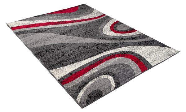 Chemex Moderní koberec Tap - vlnky 5 - šedý/červený Rozměr koberce: 60x100 cm