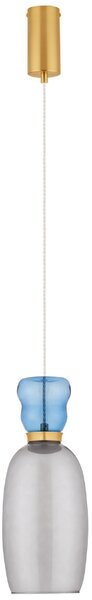 Šedo-modré skleněné závěsné LED světlo Nova Luce Pluma 15 cm
