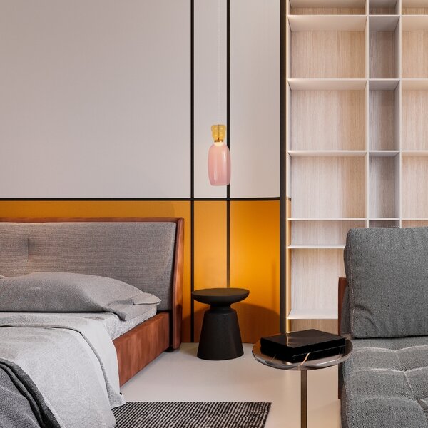 Růžovo-žluté skleněné závěsné LED světlo Nova Luce Pluma 15 cm