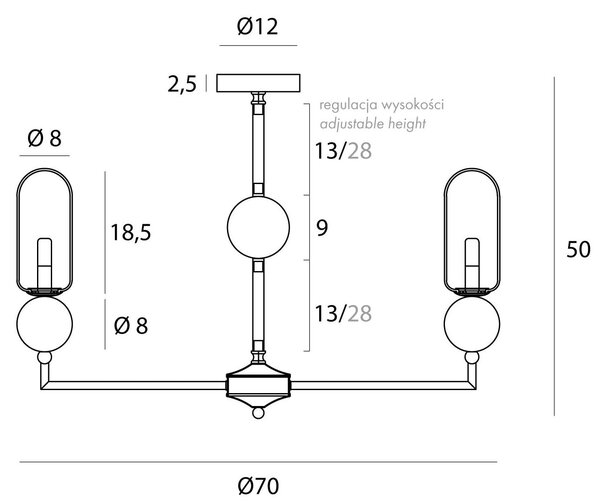 MaxLight Nova závěsné svítidlo x7 W bílá-zlatá P0633