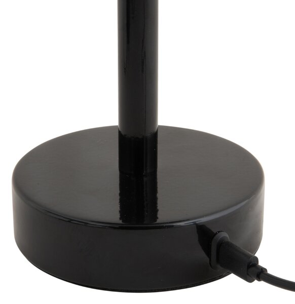 Present time Černá kovová nabíjecí stolní LED lampa Jem