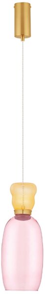Růžovo-žluté skleněné závěsné LED světlo Nova Luce Pluma 15 cm