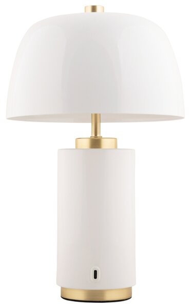 Present time Bílá kovová nabíjecí stolní LED lampa Reya