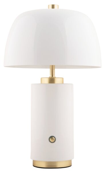 Present time Bílá kovová nabíjecí stolní LED lampa Reya