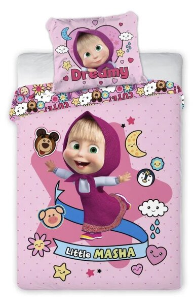 Povleceni Disney Máše a Medvěd do postýlky 135x100cm+40x60cm Faro