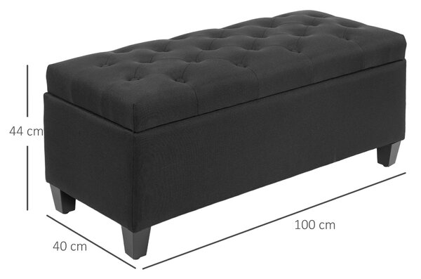 Lavice HOMCOM s úložným prostorem - černá, 100 x 40 x 44 cm | Aosom