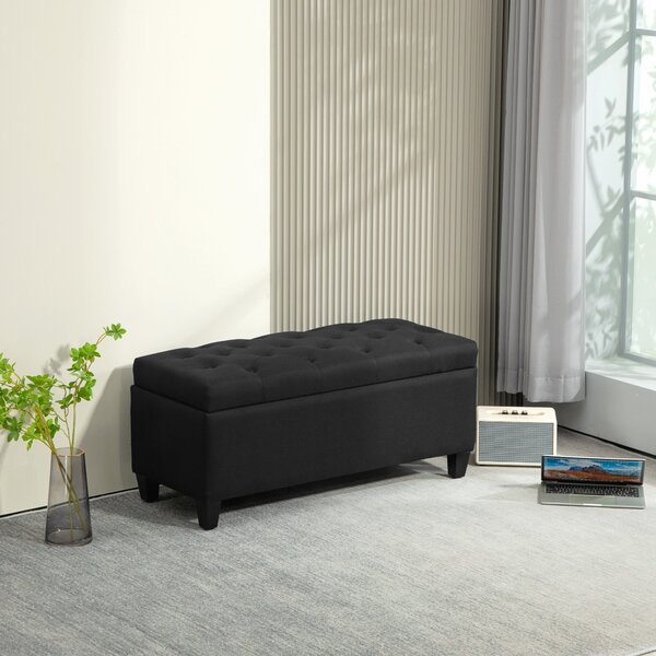 Lavice HOMCOM s úložným prostorem - černá, 100 x 40 x 44 cm | Aosom