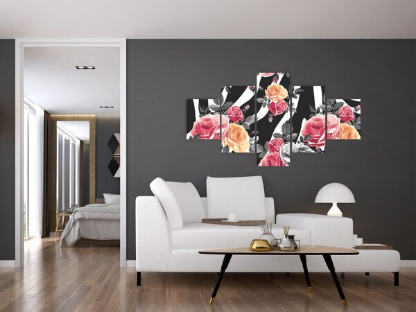 Obraz rozkvetlých růží (125x70 cm)