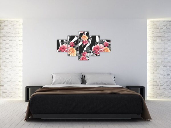 Obraz rozkvetlých růží (125x70 cm)