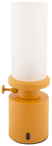 Present time Žlutá kovová nabíjecí stolní LED lampa Campy