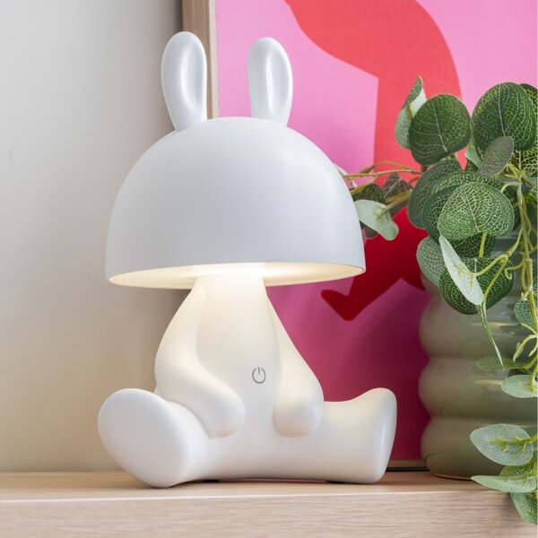 Present time Bílá plastová dětská LED lampa BunBun 27 cm