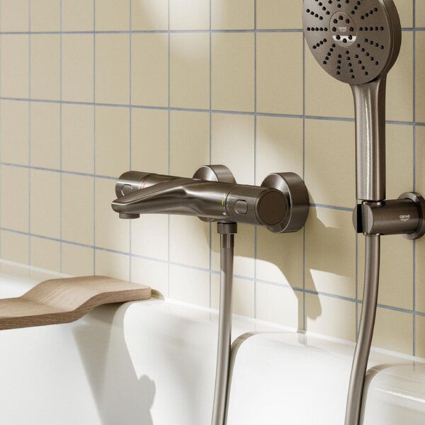 Grohe Precision Feel vanová baterie na stěnu s termostatem Brushed Hard Graphite 34788AL0