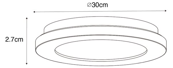 Moderní stropní svítidlo černé 30 cm vč. LED IP44 - Steve