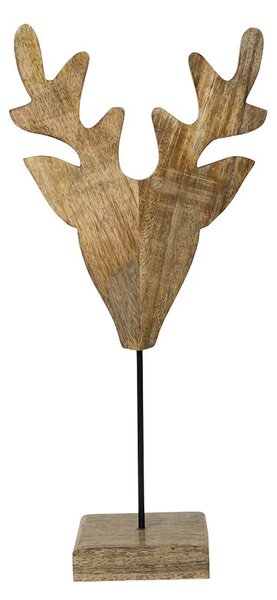 Dekorace hlava jelena z mangového dřeva na podstavci Deer - 26*15*60cm - Mars & More