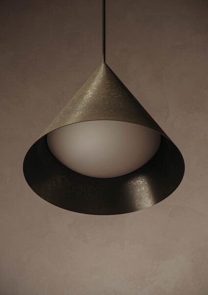 Il Fanale 286.12.OOB Cone, venkovní závěsné svítidlo antická mosaz/bílé sklo, 1xE27 max 15W, prům. 25cm, IP55