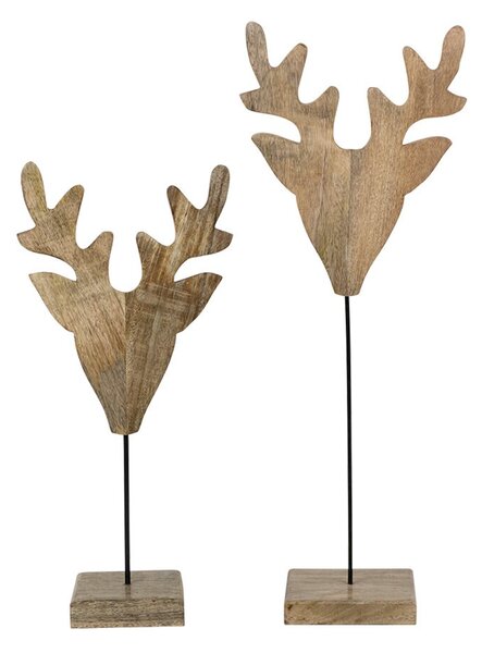 Dekorace hlava jelena z mangového dřeva na podstavci Deer - 26*15*60cm - Mars & More