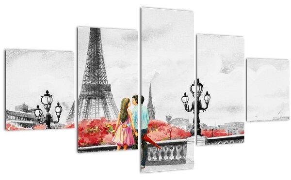 Obraz - Milenci v Paříži (125x70 cm)