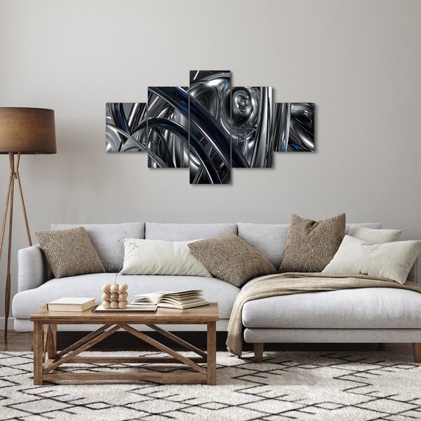 Obraz šedé abstrakce s modrou (125x70 cm)