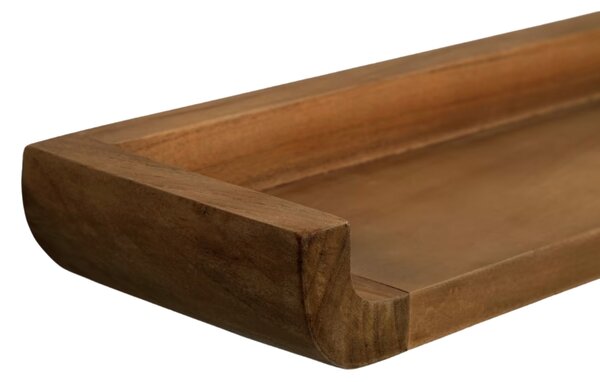 Set dvou hnědých teakových nástěnných polic Kave Home Shamel 50 x 12 cm