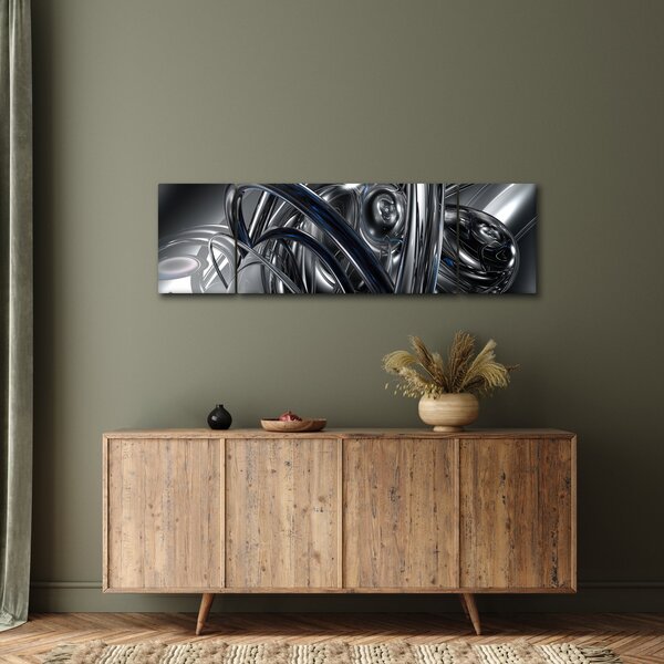 Obraz šedé abstrakce s modrou (170x50 cm)
