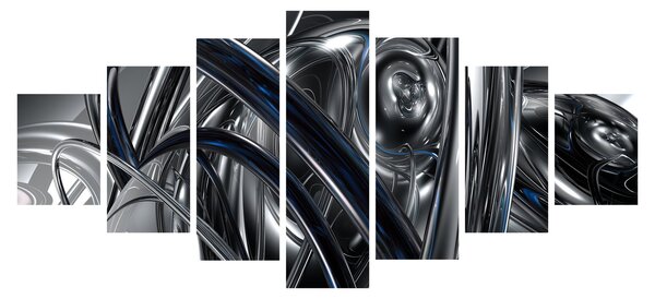Obraz šedé abstrakce s modrou (210x100 cm)