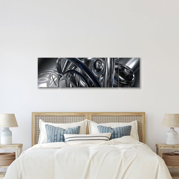 Obraz šedé abstrakce s modrou (170x50 cm)