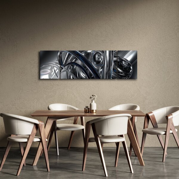Obraz šedé abstrakce s modrou (170x50 cm)
