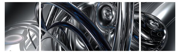 Obraz šedé abstrakce s modrou (170x50 cm)