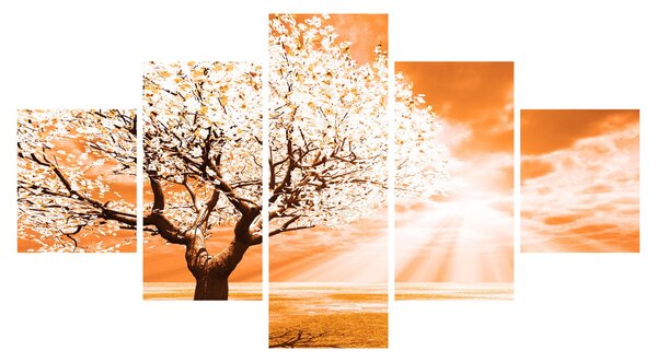 Oranžový obraz stromu (125x70 cm)