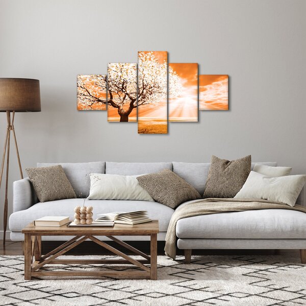 Oranžový obraz stromu (125x70 cm)