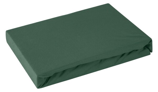 Zelené bavlněné jersey prostěradlo 140x200 + 30 cm