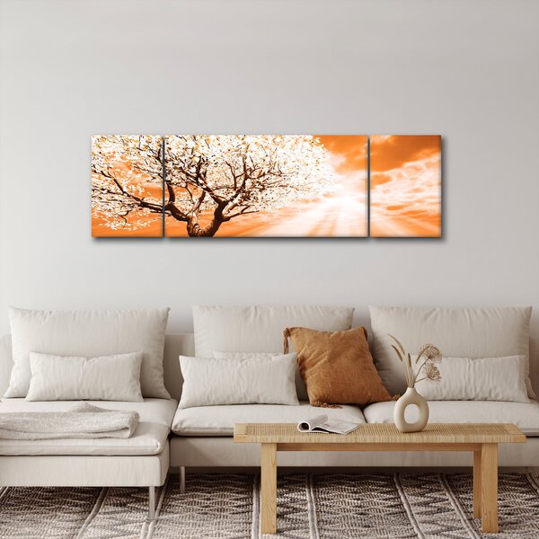 Oranžový obraz stromu (170x50 cm)