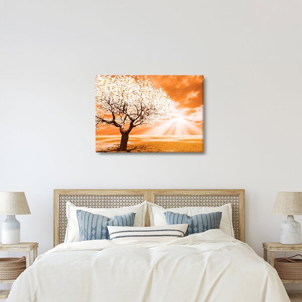 Oranžový obraz stromu (70x50 cm)