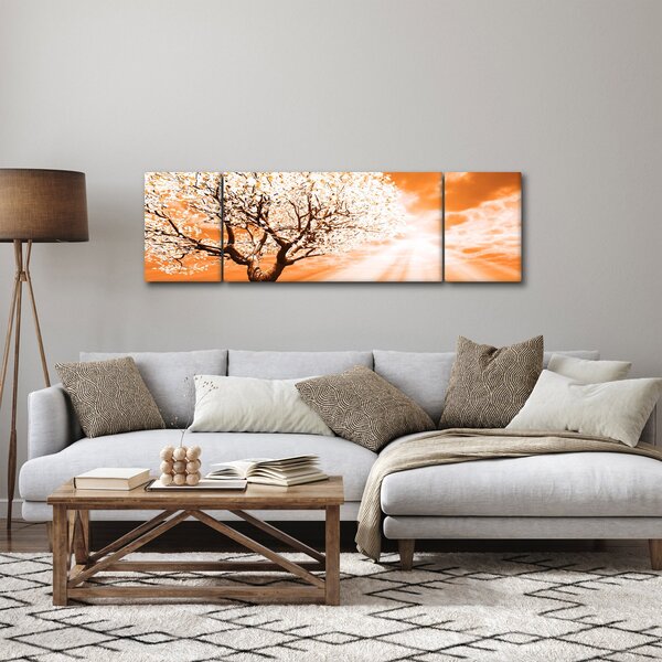 Oranžový obraz stromu (170x50 cm)