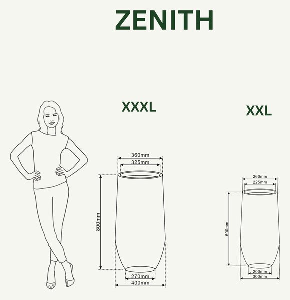Betonový květináč Zenith - Hnědý XL (30 cm x 60 cm)
