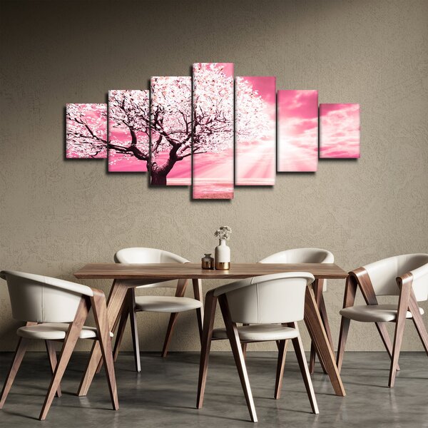 Růžový obraz stromu (210x100 cm)
