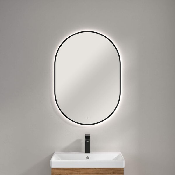 Villeroy & Boch zrcadlo 60x85 cm oválný s osvětlením černá A4876000