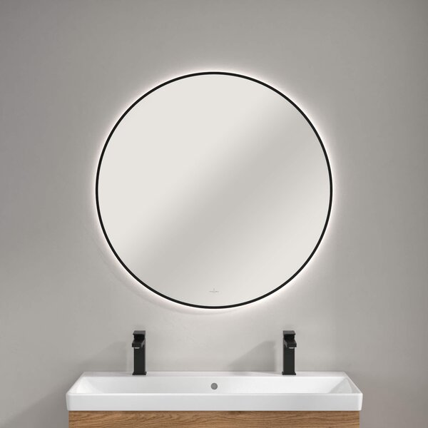 Villeroy & Boch zrcadlo 90x90 cm kulatý s osvětlením černá A4899000
