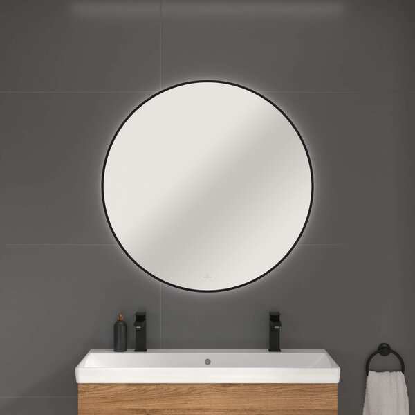 Villeroy & Boch zrcadlo 90x90 cm kulatý s osvětlením černá A4899000