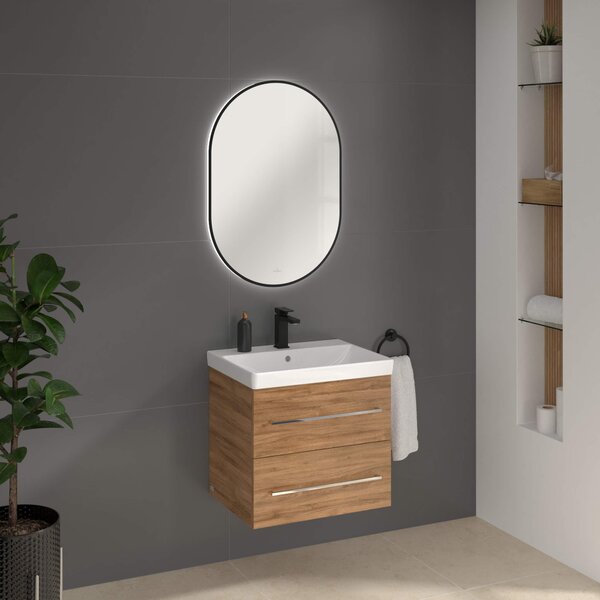 Villeroy & Boch zrcadlo 60x85 cm oválný s osvětlením černá A4876000