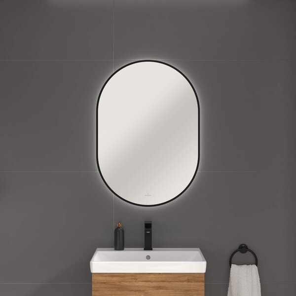 Villeroy & Boch zrcadlo 60x85 cm oválný s osvětlením černá A4876000