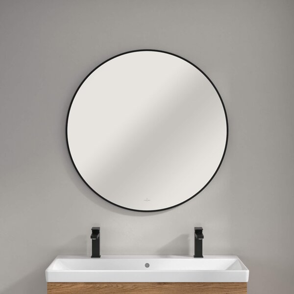 Villeroy & Boch zrcadlo 90x90 cm kulatý s osvětlením černá A4899000