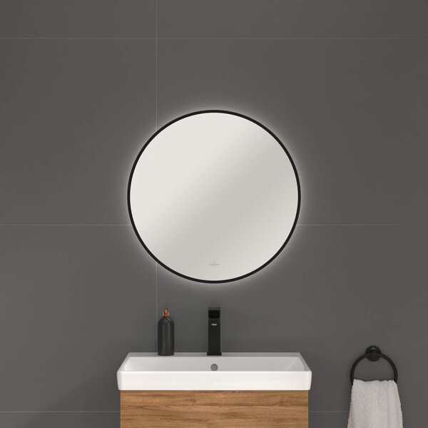 Villeroy & Boch zrcadlo 60x60 cm kulatý s osvětlením černá A4886000